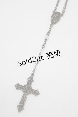 画像1: Moi-meme-Moitie / ローズ十字架ロザリオネックレス  ホワイト H-25-11-09-1073-MO-AC-KB-ZH