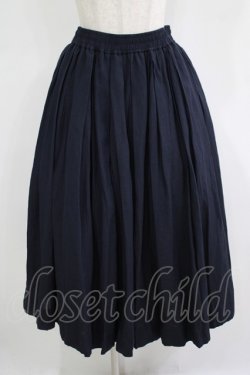 画像1: Jane Marple / Vintage linen tuck skirt  navy H-25-11-09-1008-JM-SK-KB-ZH