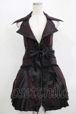 画像1: Ozz oneste / プリーツ切替ホルターワンピース  ボルドー H-25-11-09-1015-OO-OP-KB-ZH