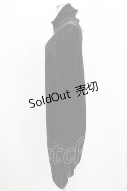 画像2: BPN / サイドギャザーベロアワンピース  ブラック×ネイビーリボン H-25-11-09-1018-GO-OP-KB-ZH