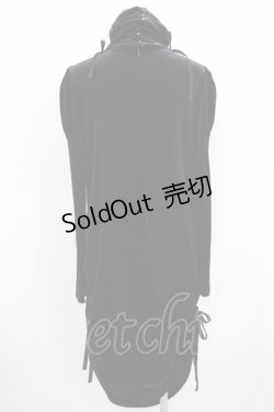 画像3: BPN / サイドギャザーベロアワンピース  ブラック×ネイビーリボン H-25-11-09-1018-GO-OP-KB-ZH