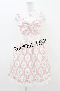 画像1: DearMyLove / 花柄ストライプジャンパースカート M レッド H-25-11-10-033-EL-OP-NS-ZH