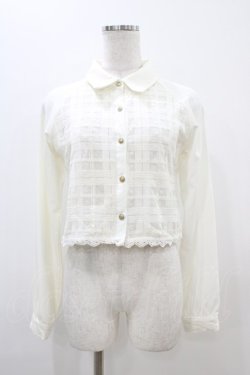 画像1: LIZ LISA / チェック切替ブラウス Free オフ/ネイビー H-25-11-10-042-LO-BL-NS-ZH