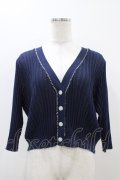 an another angelus / 配色ステッチ透かし編みニットカーディガン Free NAVY H-25-11-10-049-CA-TO-NS-ZH