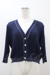 an another angelus / 配色ステッチ透かし編みニットカーディガン Free NAVY H-25-11-10-049-CA-TO-NS-ZH