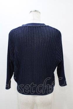 画像2: an another angelus / 配色ステッチ透かし編みニットカーディガン Free NAVY H-25-11-10-049-CA-TO-NS-ZH