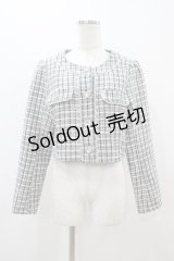 Ank Rouge / ファンシーツイードノーカラージャケット M ブラック H-25-11-10-050-CA-JA-NS-ZH