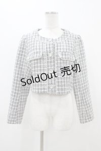 Ank Rouge / ファンシーツイードノーカラージャケット M ブラック H-25-11-10-050-CA-JA-NS-ZH