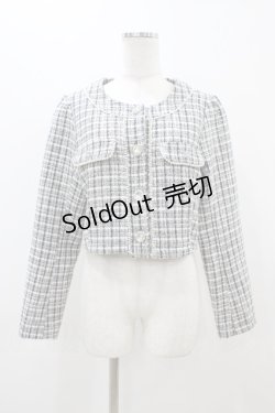 画像1: Ank Rouge / ファンシーツイードノーカラージャケット M ブラック H-25-11-10-050-CA-JA-NS-ZH