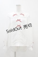 axes femme kawaii / トーションレース丸襟ブラウス M オフ/レッド H-25-11-10-053-AX-BL-NS-ZH