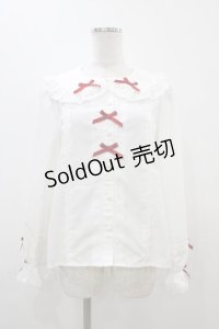 axes femme kawaii / トーションレース丸襟ブラウス M オフ/レッド H-25-11-10-053-AX-BL-NS-ZH