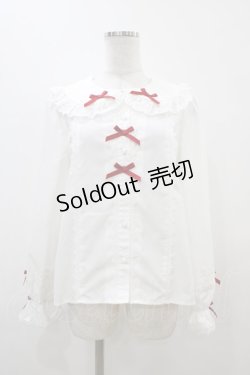 画像1: axes femme kawaii / トーションレース丸襟ブラウス M オフ/レッド H-25-11-10-053-AX-BL-NS-ZH