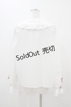 画像2: axes femme kawaii / トーションレース丸襟ブラウス M オフ/レッド H-25-11-10-053-AX-BL-NS-ZH