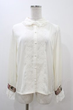 画像1: axes femme / ゴブラン織カフスデザインブラウス M オフ H-25-11-10-056-AX-BL-NS-ZH