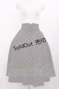 画像1: F&A / フロントレースアップチェックフレアースカート Free Brown H-25-11-10-1013-LO-SK-NS-ZH