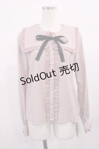 Ank Rouge / スクエアカラーリボンタイブラウス M ピンク H-25-11-10-1024-CA-BL-NS-ZH