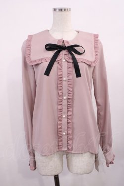 画像1: Ank Rouge / スクエアカラーリボンタイブラウス M ピンク H-25-11-10-1024-CA-BL-NS-ZH