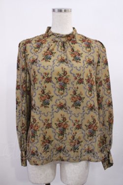 画像1: Fi.n.t / 壁紙花柄スタンドカラーブラウス Free beige H-25-11-10-1025-CA-BL-NS-ZH