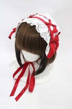 画像1: axes femme kawaii / トーションレースヘッドドレス  オフ/レッド H-25-11-10-002-AX-AC-NS-ZH