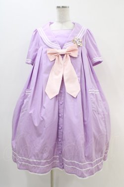 画像1: metamorphose / セーラーリボンタイシャツワンピース(ワッペン付) Free ラベンダー H-25-11-10-011-ME-OP-NS-ZH
