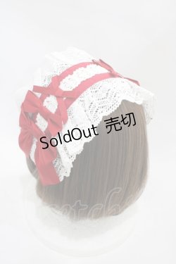 画像2: axes femme kawaii / トーションレースヘッドドレス  オフ/レッド H-25-11-10-002-AX-AC-NS-ZH