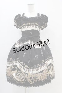 ALICE and the PIRATES / 黒猫のダンス柄ジャンパースカートI Free ブラック H-25-11-10-013-PA-OP-NS-ZH