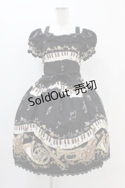 画像1: ALICE and the PIRATES / 黒猫のダンス柄ジャンパースカートI Free ブラック H-25-11-10-013-PA-OP-NS-ZH