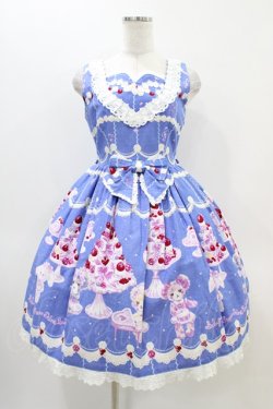 画像1: BABY,THE STARS SHINE BRIGHT / なかよしくみゃちゃんのCreamy Quartet柄ジュディジャンパースカート Free ブルー H-25-11-10-014-BA-OP-NS-ZH