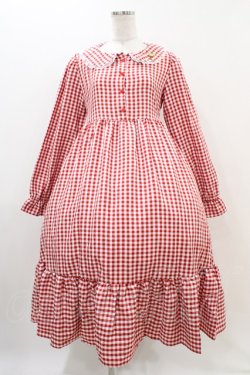 画像1: FLC / 星名桜子/ギンガムチェックワンピース M レッド H-25-11-10-016-0-OP-NS-ZH