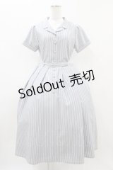 an another angelus / フロント釦開衿ワンピース Free BLUE×WH H-25-11-10-020-CA-OP-NS-ZH