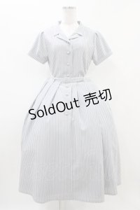 an another angelus / フロント釦開衿ワンピース Free BLUE×WH H-25-11-10-020-CA-OP-NS-ZH