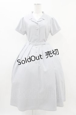 画像1: an another angelus / フロント釦開衿ワンピース Free BLUE×WH H-25-11-10-020-CA-OP-NS-ZH