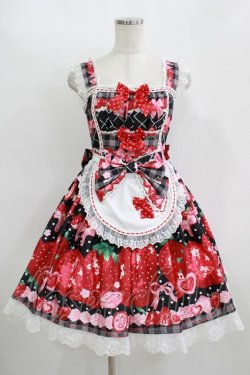 画像1: Dream Lolita（海外ロリータブランド） / Strawberry Cream ジャンパースカート S ブラック H-25-11-11-001-PU-OP-NS-ZH