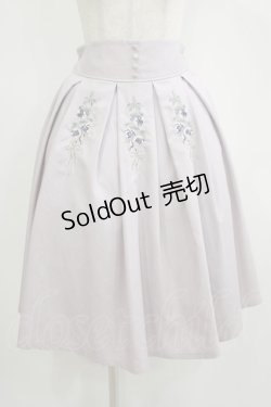 画像1: axes femme / リボンローズ刺繍タックスカート M ラベンダー H-25-11-11-027-AX-SK-NS-ZH