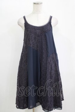 画像1: axes femme / レース×シフォンワンピース M ネイビー H-25-11-11-032-AX-OP-NS-ZH