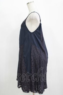 画像2: axes femme / レース×シフォンワンピース M ネイビー H-25-11-11-032-AX-OP-NS-ZH