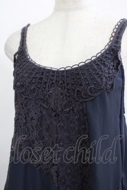 画像4: axes femme / レース×シフォンワンピース M ネイビー H-25-11-11-032-AX-OP-NS-ZH