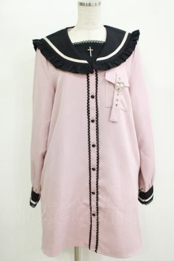 画像1: DearMyLove / 十字架セーラーシャツワンピース LL ピンク H-25-11-11-033-EL-OP-NS-ZH