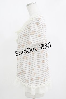 画像2: axes femme / シフォンリボントップス M オフ/ベージュボーダー H-25-11-11-045-AX-TO-NS-ZH