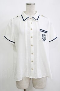 Amavel / ポケット刺繍肩章ブラウス Free オフ/ネイビー H-25-11-11-048-CA-BL-NS-ZH