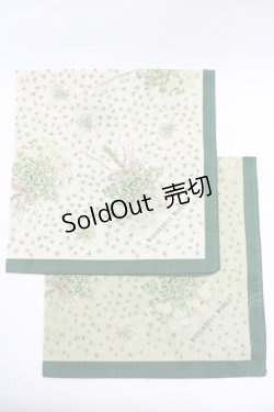 画像1: WONDERFUL WORLD / ノベルティハンカチ  グリーン/オフ H-25-11-11-065-LO-ZA-NS-ZH