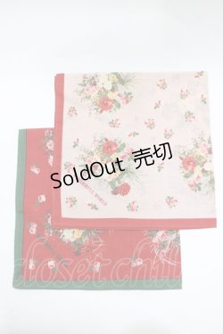 画像1: WONDERFUL WORLD / ノベルティハンカチ  グリーン/レッド H-25-11-11-066-LO-ZA-NS-ZH