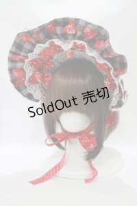 Dream Lolita（海外ロリータブランド） / Strawberry Cream ボンネット  ブラック H-25-11-11-069-PU-AC-NS-ZH