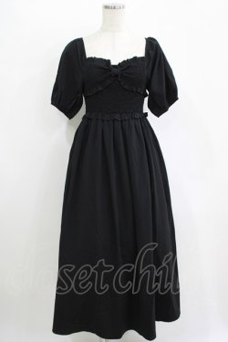 画像1: Dear My Love / 胸元リボンシャーリングワンピース M ブラック H-25-11-11-010-EL-OP-NS-ZH