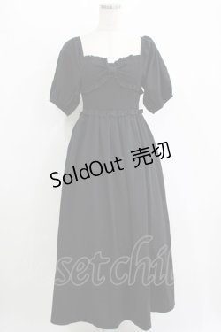 画像1: Dear My Love / 胸元リボンシャーリングワンピース M ブラック H-25-11-11-010-EL-OP-NS-ZH