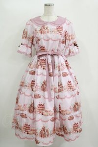 axes femme kawaii / お菓子の家柄ワンピース M ピンク H-25-11-11-002-AX-BL-NS-ZH