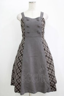 画像1: Fi.n.t / サイドチェックダブル釦ジャンパースカート Free GRAY H-25-11-11-017-CA-OP-NS-ZH