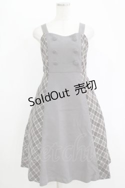 画像1: Fi.n.t / サイドチェックダブル釦ジャンパースカート Free GRAY H-25-11-11-017-CA-OP-NS-ZH