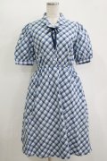 Fi.n.t / リボンタイ付き開衿チェックワンピース Free BLUE H-25-11-11-018-CA-OP-NS-ZH