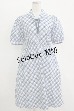 画像1: Fi.n.t / リボンタイ付き開衿チェックワンピース Free BLUE H-25-11-11-018-CA-OP-NS-ZH